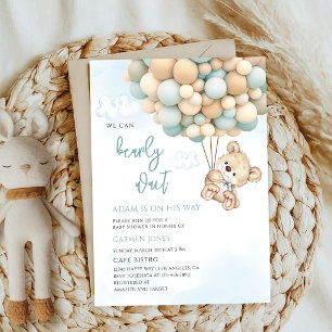 Invitation Baby Shower Ours en Peluche Bleu