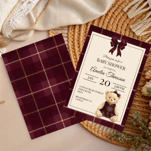Invitation Baby shower ours en peluche de luxe élégant