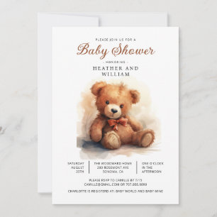 Invitation Baby Shower Ours en peluche neutre