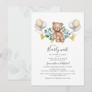 Invitation Baby shower Ours Eucalyptus Nous Pouvons Attendre