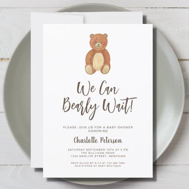 Invitation Baby shower Ours mou (Créateur téléchargé)