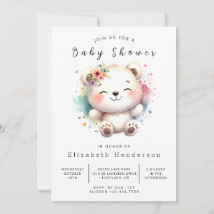 Invitation Baby shower Ours numérique moderne