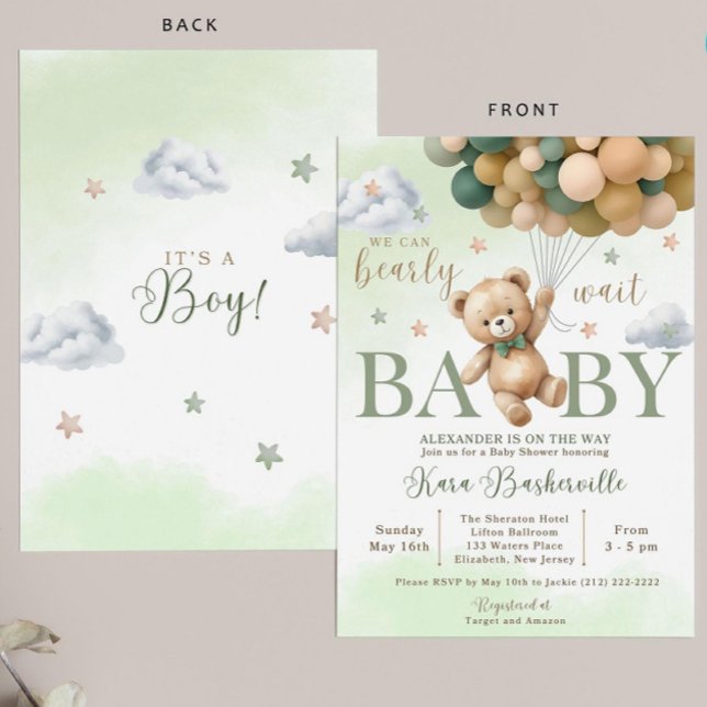 Invitation Baby shower Ours, On Peut Attendre Impé (Créateur téléchargé)