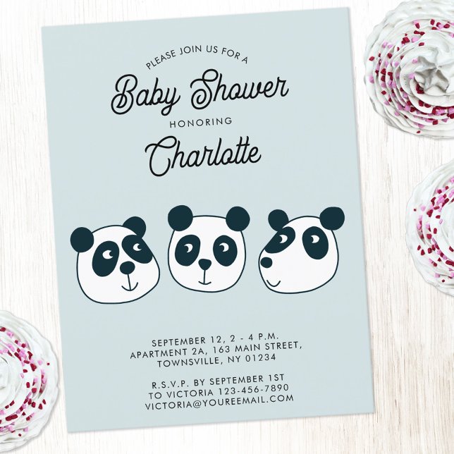 Invitation Baby shower Ours Panda géant (Cute personalized custom text Panda Bear baby shower invitation)