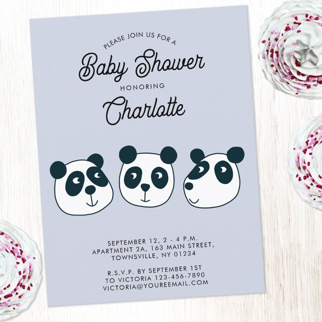 Invitation Baby shower Ours Panda géant (Cute Panda Bear baby shower invitation postcard)