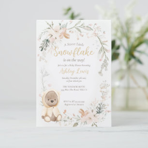 Invitation Baby shower ours polaire aquarelle d'hiver
