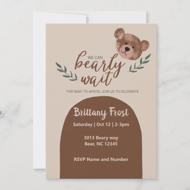 Invitation Baby shower Ours Teddy (Devant)