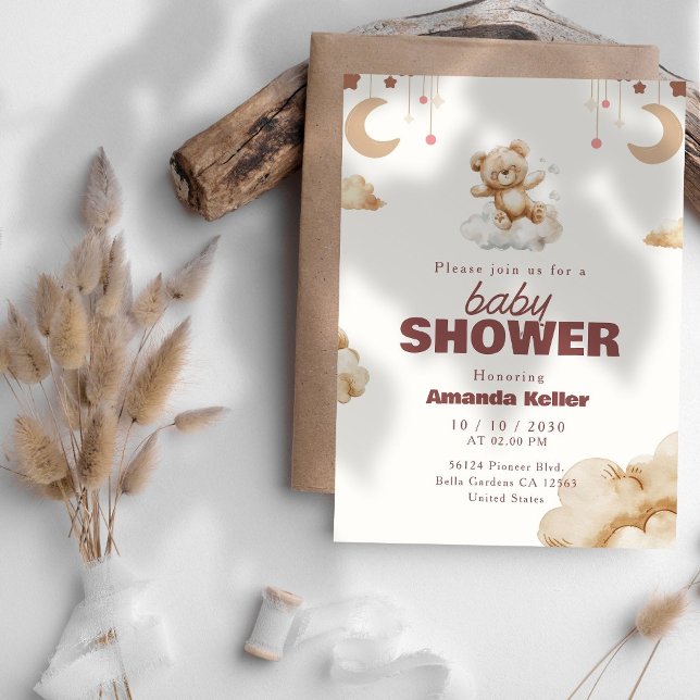 Invitation Baby shower Ours Teddy (Créateur téléchargé)