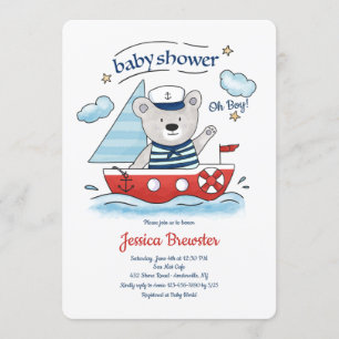 Invitation Baby Shower Ours Teddy Bear à la voile
