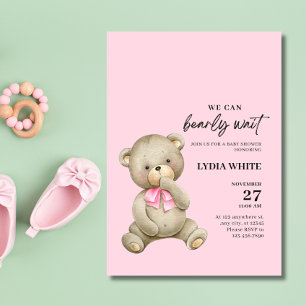 Invitation Baby shower Ours Teddy, Peut Attendre R