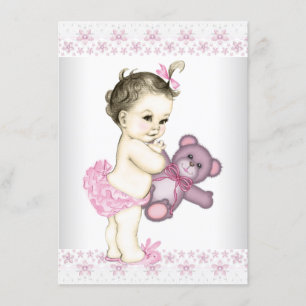 Invitation Baby shower Ourson Rose