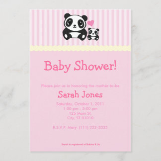 Invitation Baby shower Panda - Rose