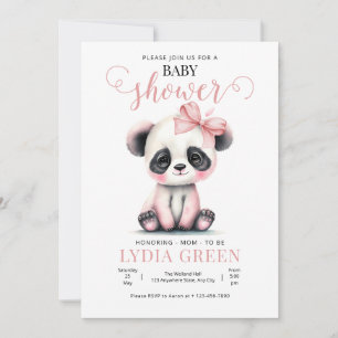 Invitation Baby shower Panda verdure Fille baby shower