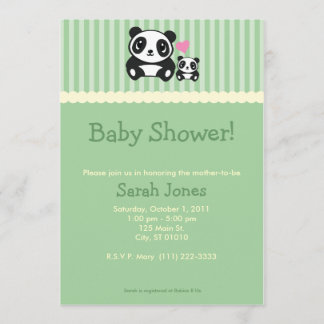 Invitation Baby shower Panda - Vert