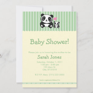 Invitation Baby shower Panda - Vert et Crème