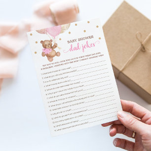 Invitation Baby shower Papa Blagues Jeu Teddy Bear Pink Card
