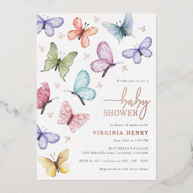 Invitation Baby shower papillon (Recto)