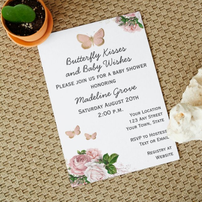 Invitation Baby shower papillon (Créateur téléchargé)