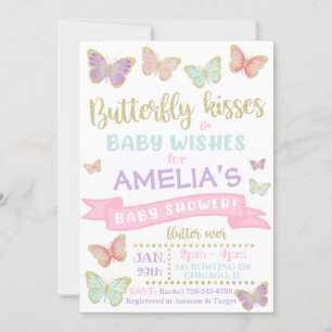 Invitation Baby shower papillon Baby shower
