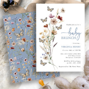 Invitation Baby-Shower Papillon Bleu