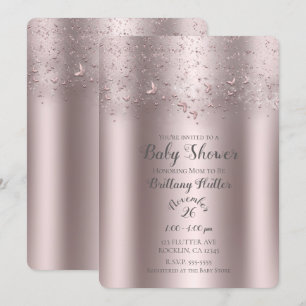 Invitation Baby shower-papillon de battage rose