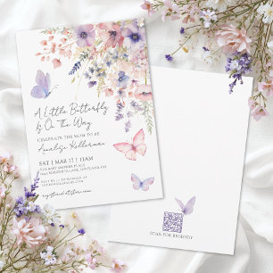 Invitation Baby Shower Papillon Fleur Sauvage