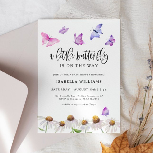 Invitation Baby shower papillon floral fille (Créateur téléchargé)