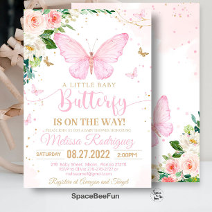 Invitation Baby shower papillon Invitation fille