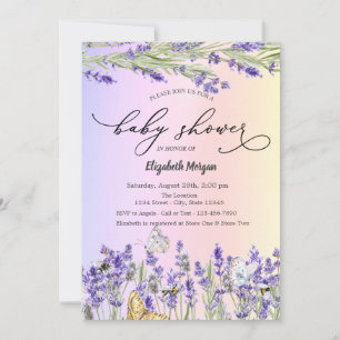 Invitation Baby shower papillon Lavander