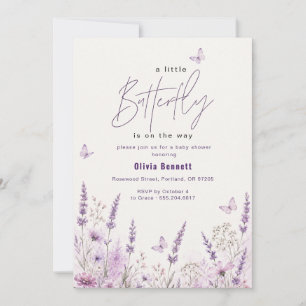 Invitation Baby Shower Papillon Lilas Violet