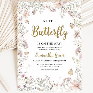 Invitation Baby Shower Papillon Mignon