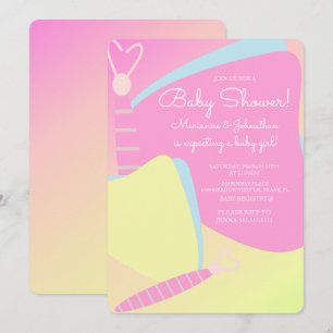 Invitation Baby Shower Papillon Ombré Rose