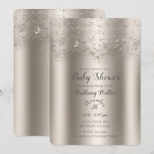 Invitation Baby Shower Papillon Pailletant Champagne
