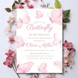 Invitation Baby Shower Papillon Rose Fête de Jardin Bébé Fill