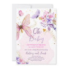 Baby shower papillon violet floral rose fille Invi