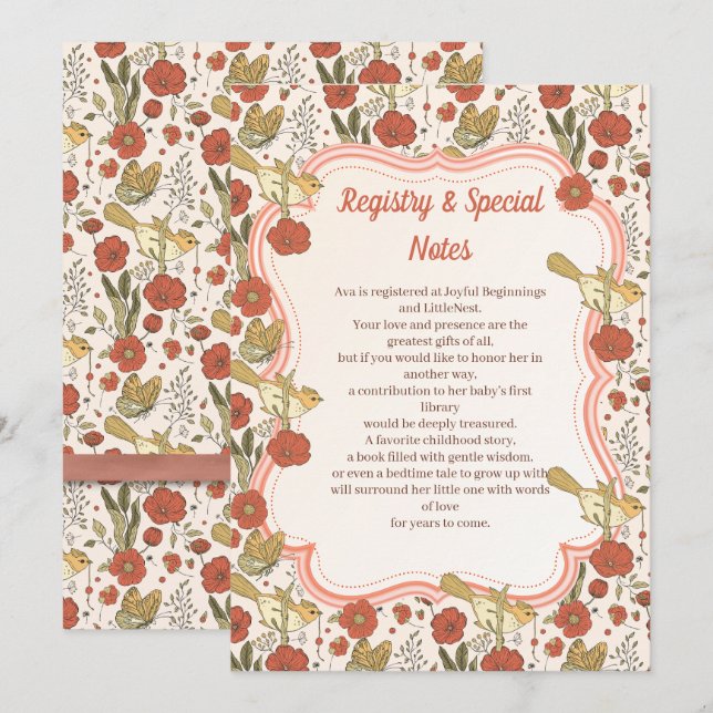 Invitation Baby shower | Papillons et fleurs poétiques Floral (Devant / Derrière)