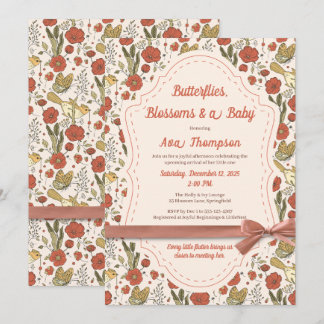 Invitation Baby shower | Papillons et fleurs poétiques Floral