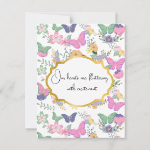 Invitation Baby Shower Papillons Roses et Verts