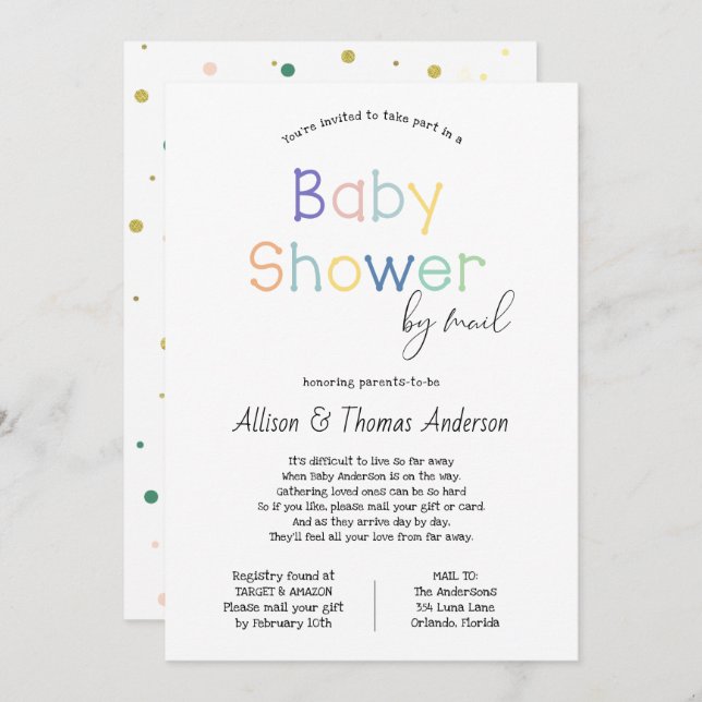 Invitation Baby shower par courrier (Devant / Derrière)