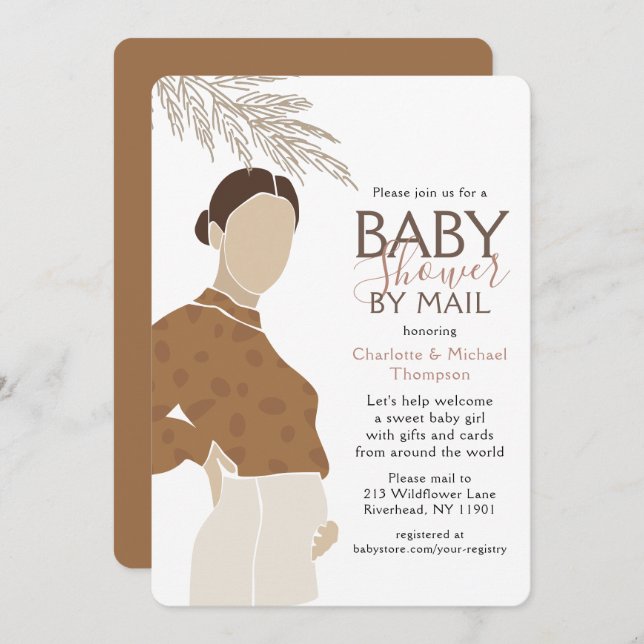 Invitation Baby shower Par Courrier Couples Douche Simple Neu (Devant / Derrière)