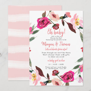 Invitation baby shower par courrier du baby shower rose loint