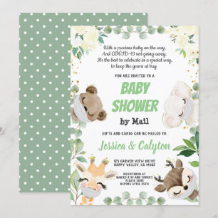 Invitation Baby shower Par Courrier Genre Neutre Bois Animal