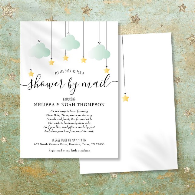 Invitation Baby Shower par courrier Neutral Green Longue Dist (Shower By Mail Long Distance Neutral Green Baby Invitation)