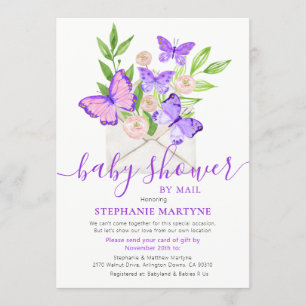 Invitation Baby shower Par Enveloppe Papillon Courrier Purple