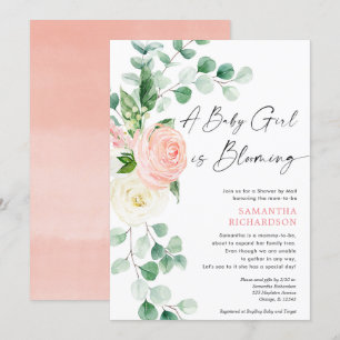 Invitation Baby shower par Mail bébé fille est en fleurs prin