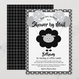 Invitation Baby shower par Mail Chic Lamb noir & blanc Modern