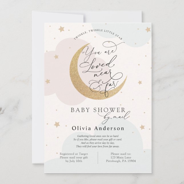 Invitation Baby shower par Mail Twinkle Star et Moon (Devant)