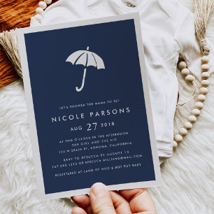 Invitation Baby shower-parapluie de la Marine mode