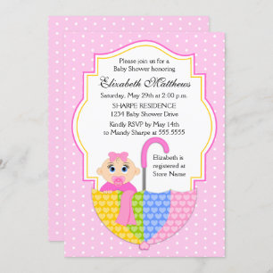 Invitation Baby shower parapluie fille