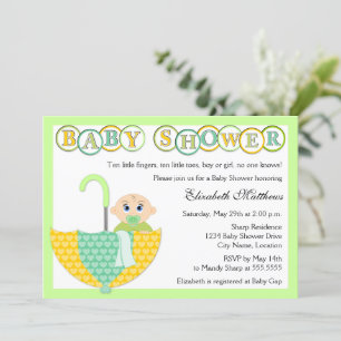Invitation Baby shower parapluie inconnu pour le genre